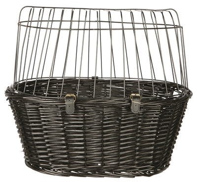 Trixie Wilgen fietsmand zwart met kussen en kap, 50x41x35 cm, ideaal voor honden of katten.