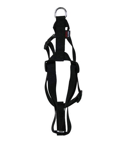 Martin Hondentuig Basic Nylon Zwart, 70-90 cm, maat L hondenharnas met kliksysteem.