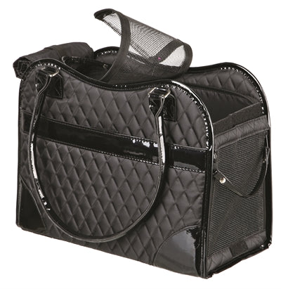 Trixie Reistas Amina Zwart pet carrier bag with quilted design and mesh for ventilation.