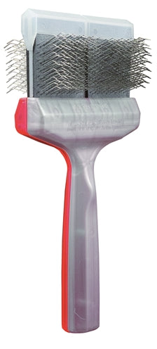 Activet Mega Undercoater Duo Zapper / Grabber dog grooming brush with red and silver sides for long-haired breeds.