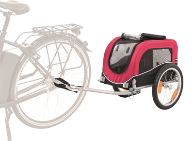 Trixie Hondenfietskar Zwart Rood voor kleine honden, aan fiets gekoppeld.