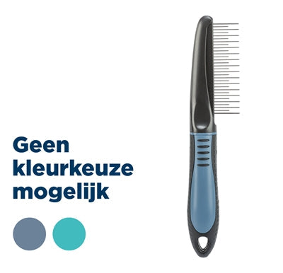 Trixie Combi Kam voor hond en kat, 22 cm grooming tool, black and blue handle.