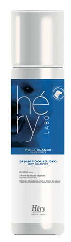 Hery Droogshampoo voor witte honden, 400 ml dry shampoo bottle.