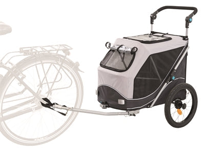 Trixie opvouwbare hondenfietskar grijs, multifunctioneel en compact, geschikt voor fietstochten met hond.