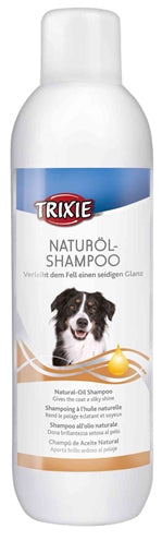 Trixie Shampoo Natuurolie for glossy, hydrated dog coat, 1-liter bottle.