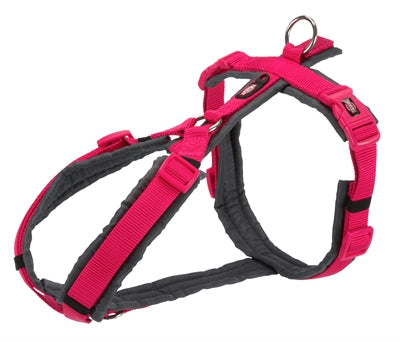 Trixie Hondentuig Premium Trekking in fuchsia and grey, adjustable dog harness with soft lining.