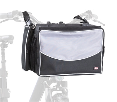 Trixie Fietsmand Voor aan stuur nylon zwart/grijs met schouderband.