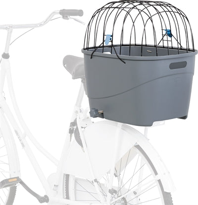 Trixie fietsmand voor bagagedrager met draadkoepel, grijs kunststof.