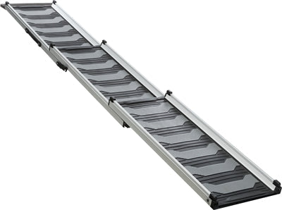 Trixie telescopic dog ramp, black/grey, slip-resistant, 90 kg capacity.