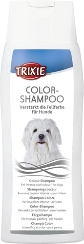 Trixie Color Shampoo for white dog coats, 250 ml bottle.