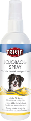 Trixie Jojobaolie Spray for dogs, 175 ml bottle, enhances coat shine and volume.