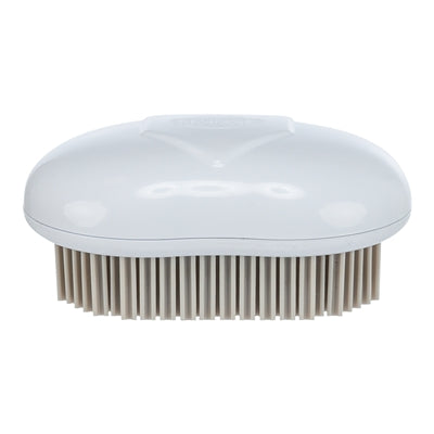 Ergonomic Trixie Textielborstel in white and grey for removing pet hair from upholstery.