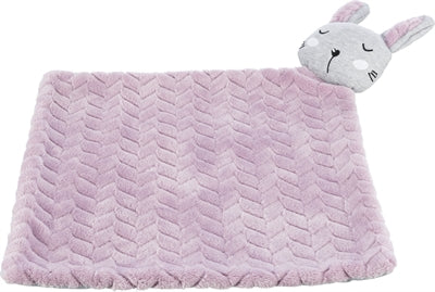 Trixie Puppy Deken Haas in lilac and light grey with plush texture and rabbit toy, 55x40 cm.