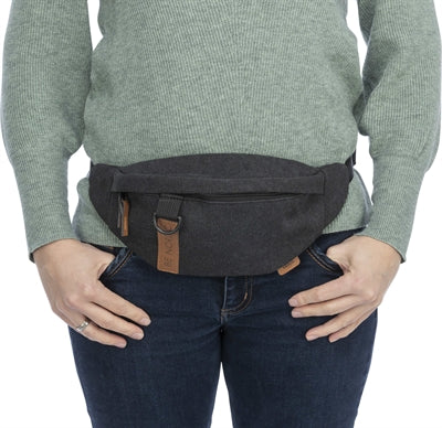 Trixie Be Nordic black waist bag, canvas look, worn around waist, adjustable strap.