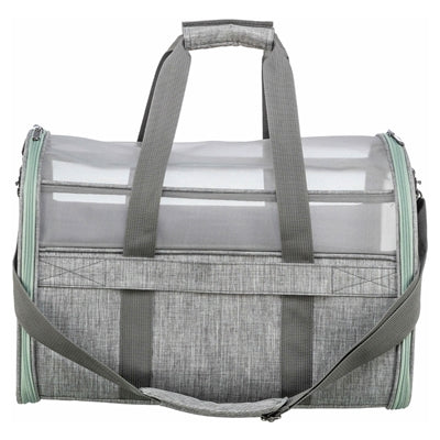 Trixie Hondentas Dillon in gray and mint green with mesh for ventilation.
