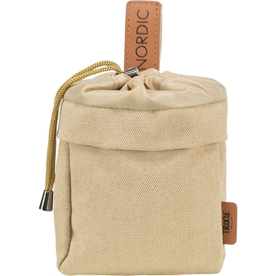 Trixie Be Nordic snack bag with poop bag dispenser and drawstring, sand color, 10x10x14 cm.