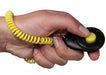 Starmark Clicker De Luxe for dog training with yellow button and wristband.